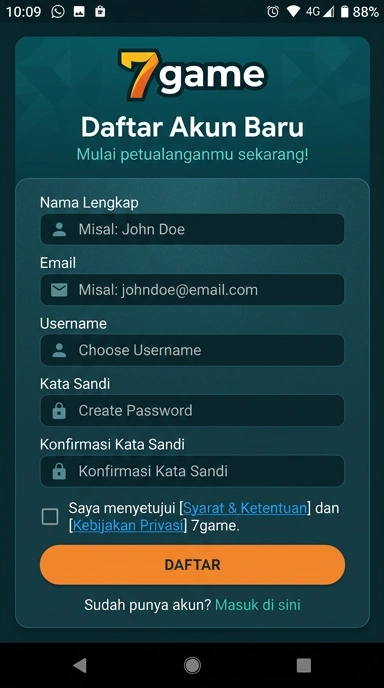 Cara Mudah Registrasi Akun 7game di Android