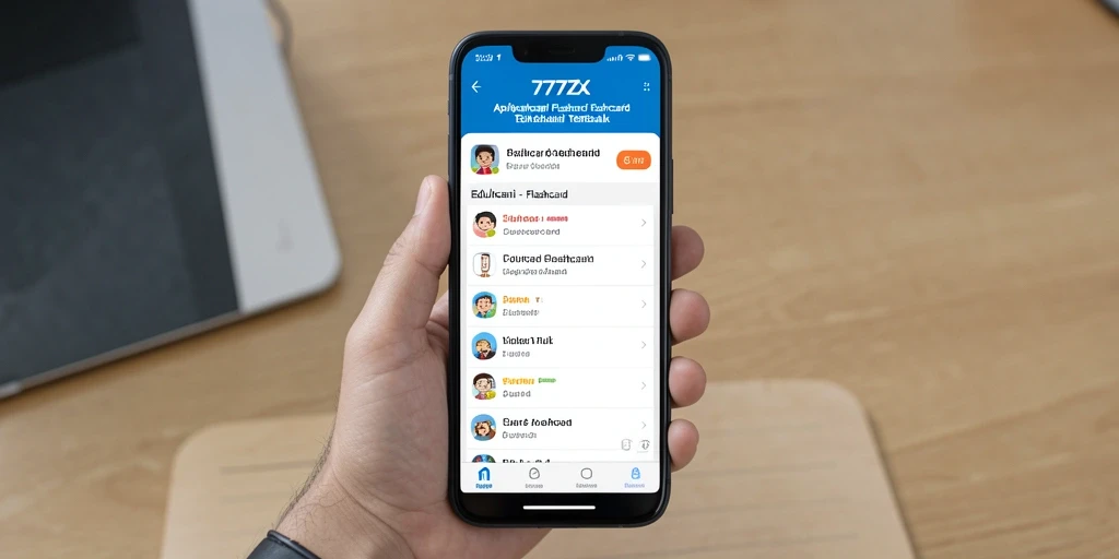 Tampilan antarmuka aplikasi Flashcard 777ZX yang interaktif