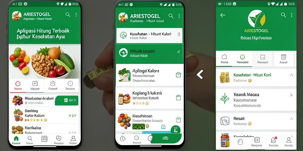 Tampilan antarmuka ARIESTOGEL yang sederhana dan informatif untuk menghitung kalori.
