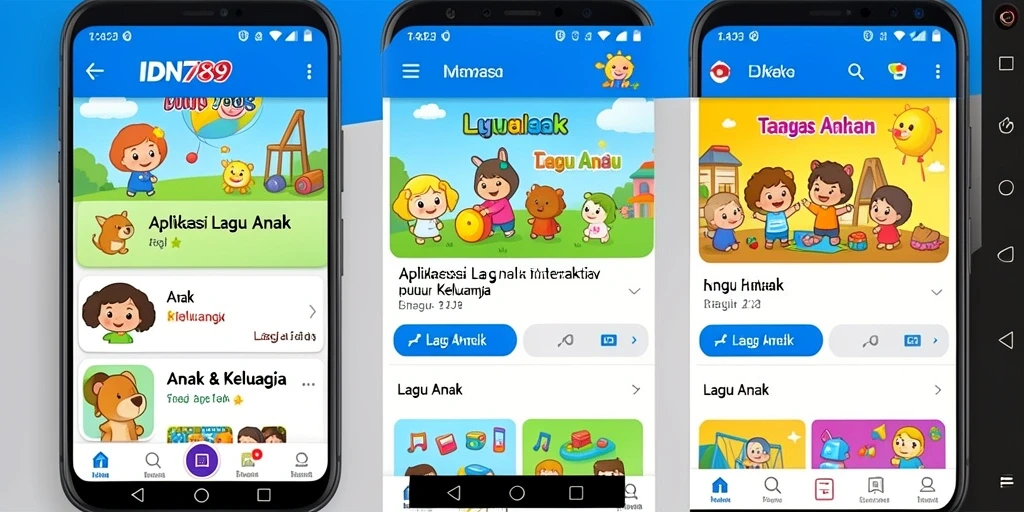 Antarmuka aplikasi IDN789 yang colorful dan menarik untuk anak-anak.