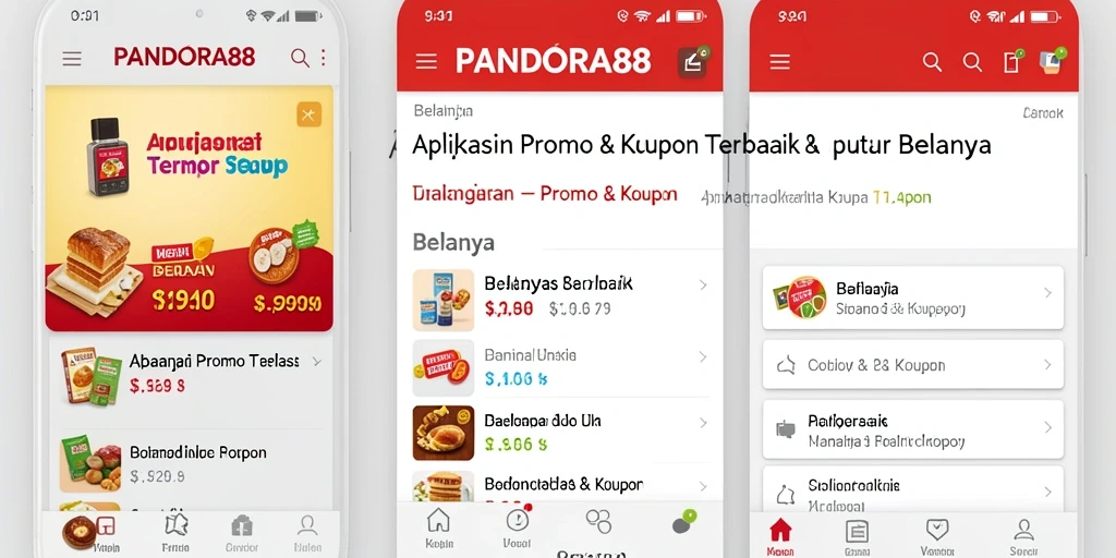 Tampilan antarmuka PANDORA88 dengan berbagai kupon promo menarik.