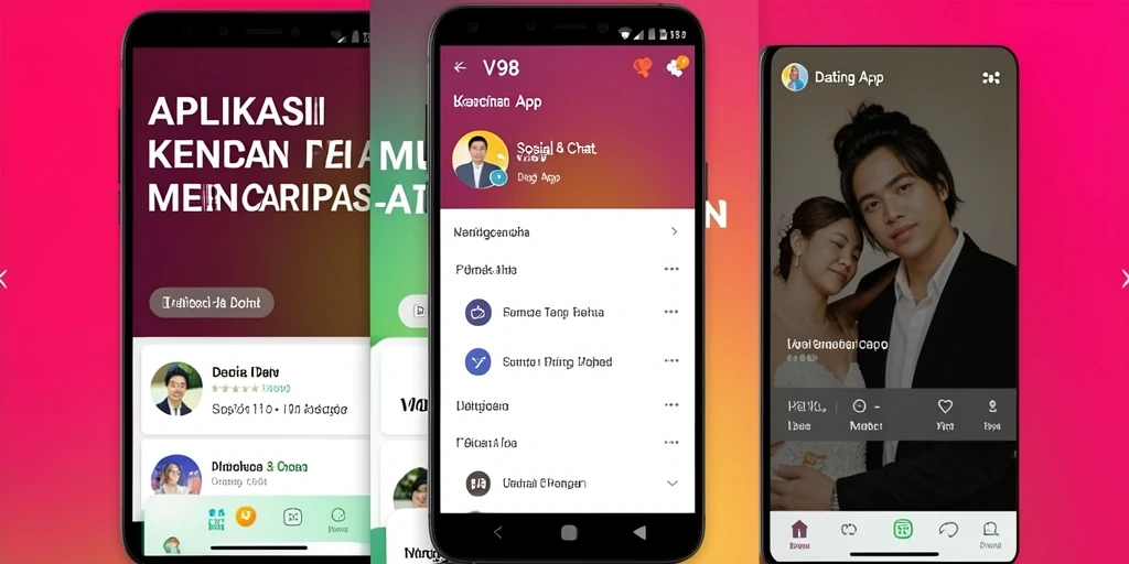Antarmuka aplikasi V98 yang ramah pengguna untuk kencan online.